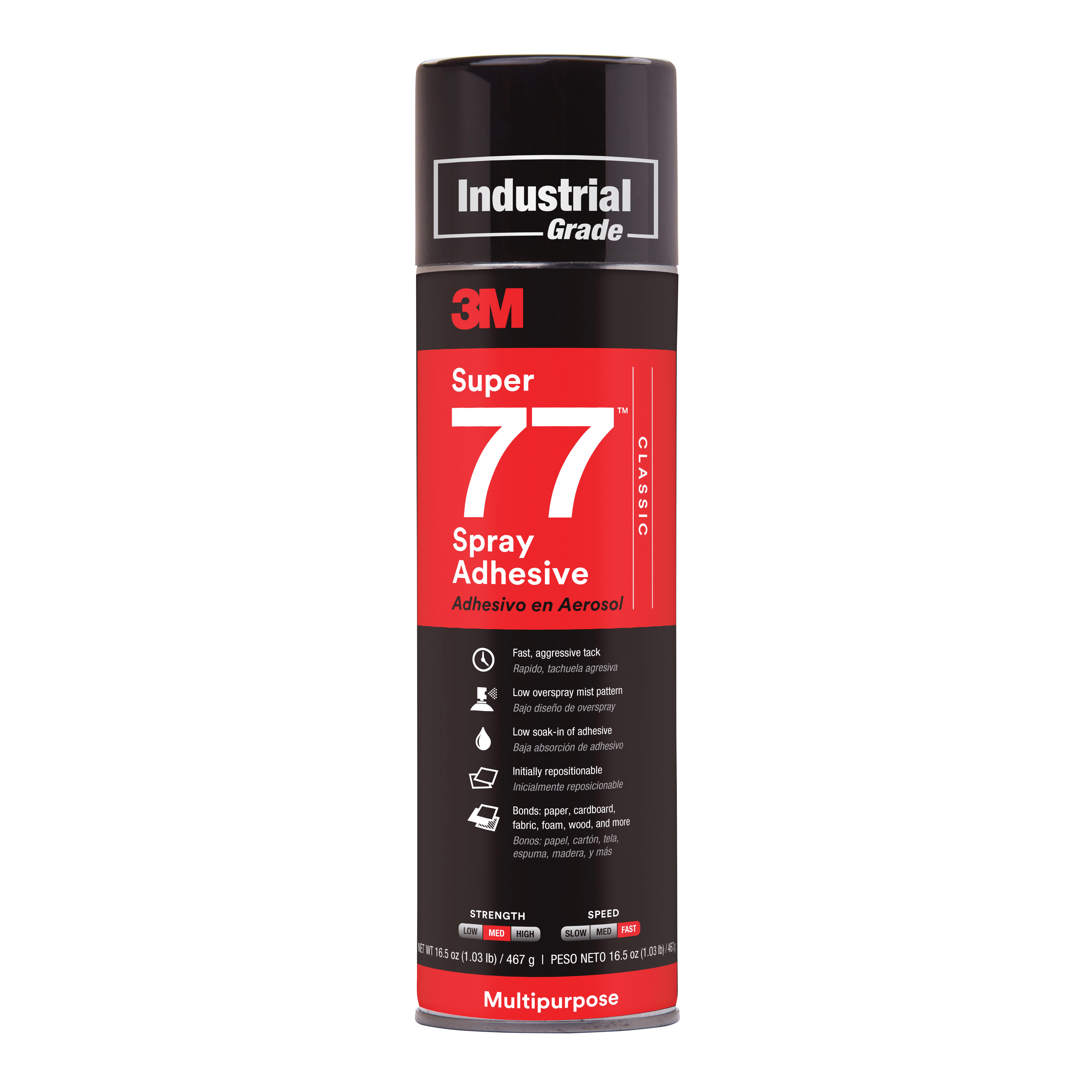 3M Super 77 Mult-Purpose Spray Adhesives, 24 oz Aerosol Can, Clear