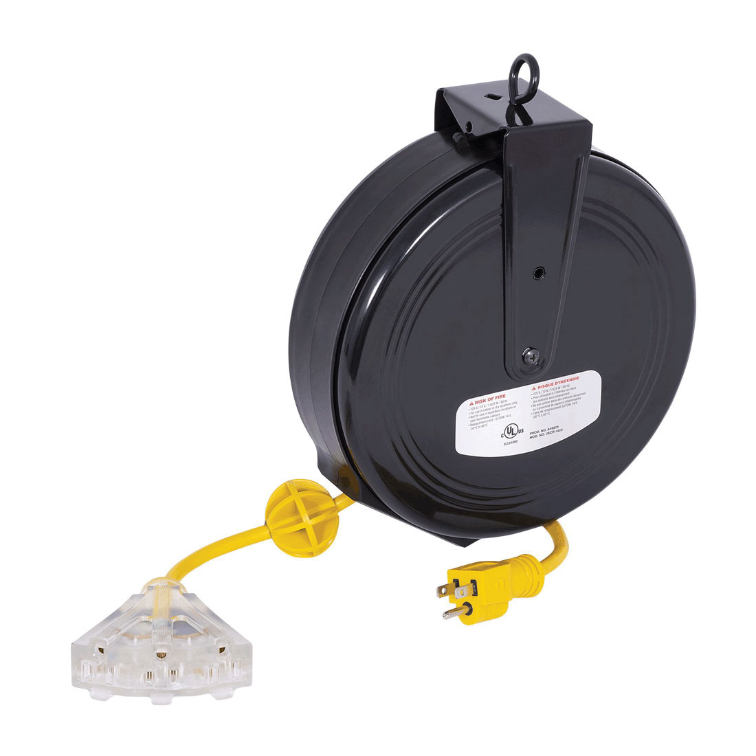 STARTECH® 849875 Retractable Extension Cord Reel, 125 VAC, 13 A, 30 ft L  Cord, 14/3 ga SJTOW Conductor, 3 Outlets