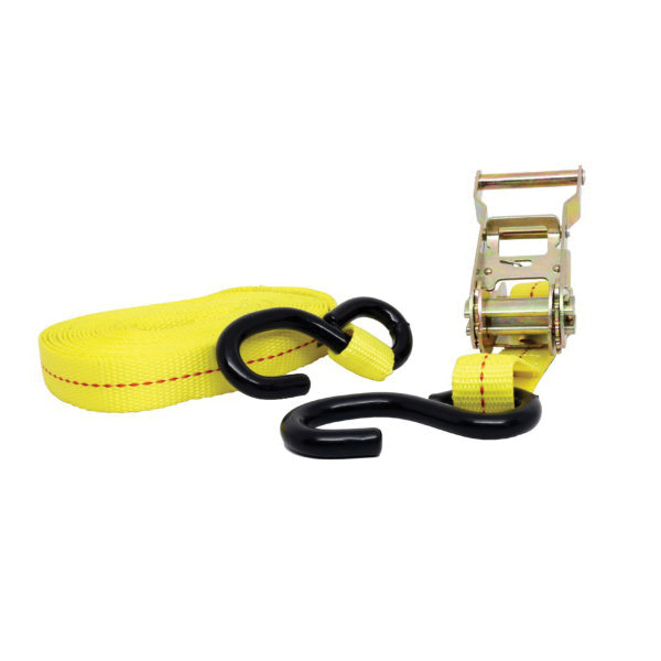 Tuff Grade RS-103 Heavy Duty Ratchet Strap, 1000 lb Load, 20 ft L, Coated S- Hook End Style, Nylon Woven Strap